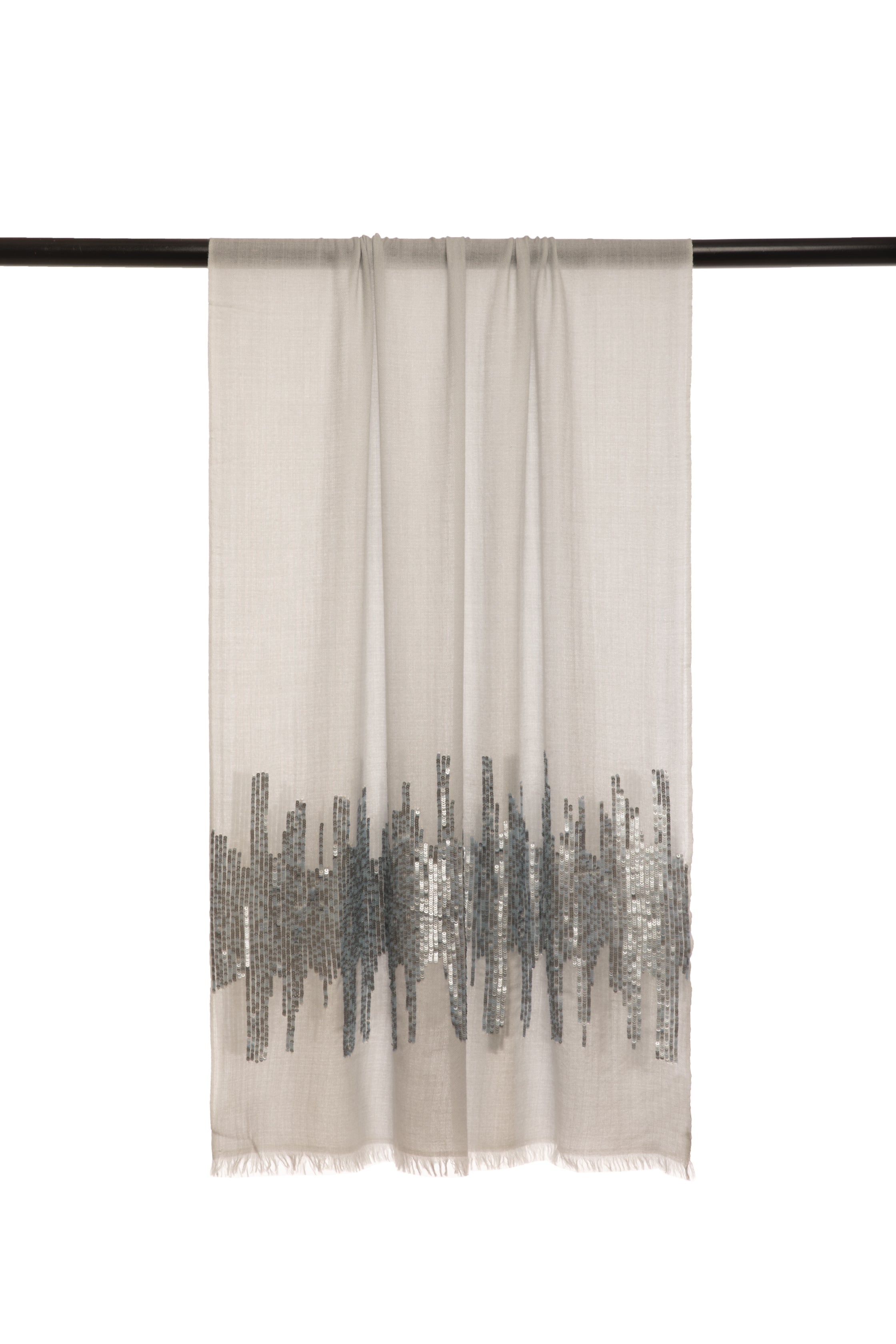 Black Embroidered Cashmere Scarf For Women