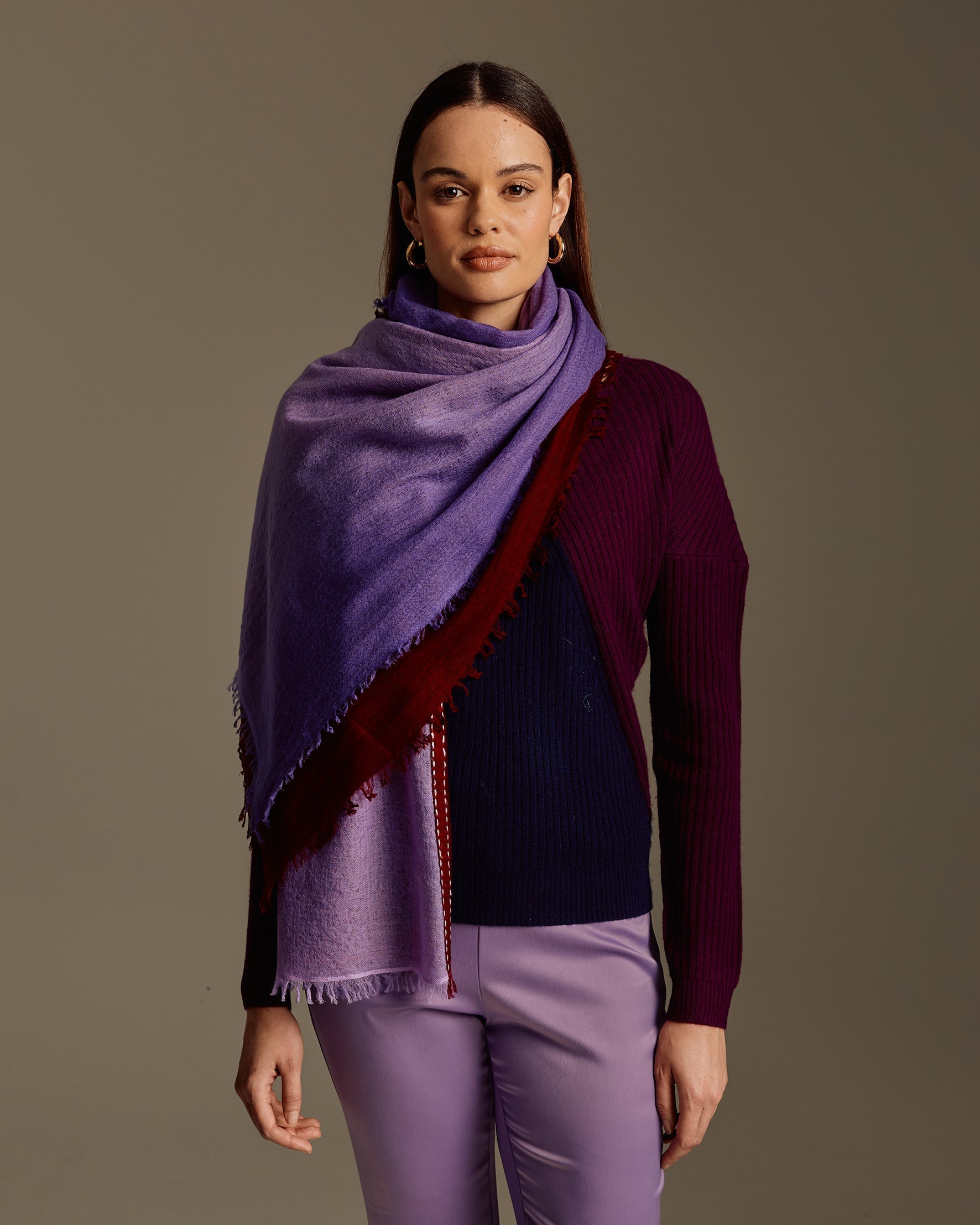Double Layered Ombre Cashmere Scarf | 100% CASHMERE