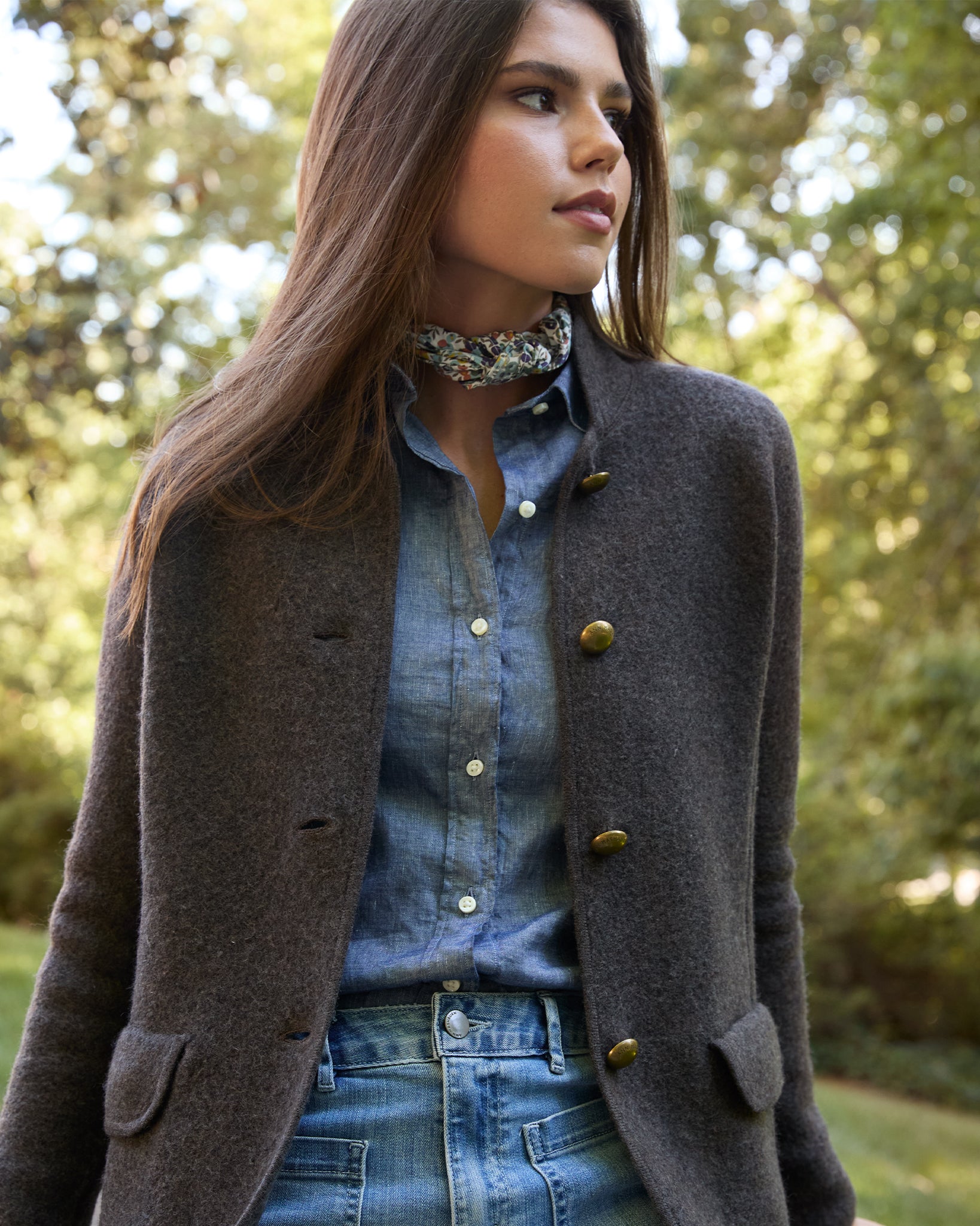 Anyway Scarf in Green Wiltshire Liberty Fabric