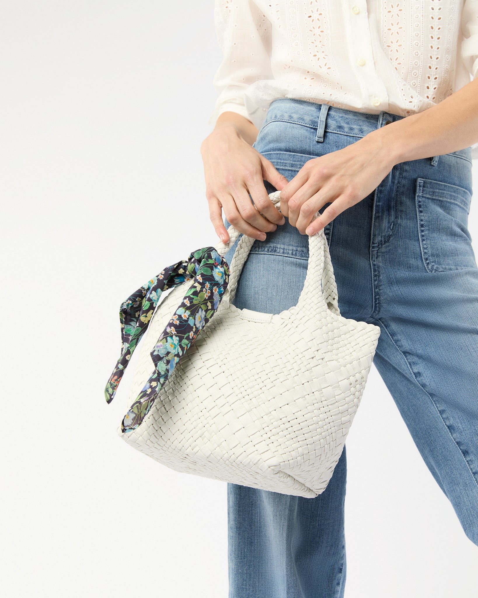 Anyway Scarf in Navy/Multi Fairytale Forest Liberty Fabric