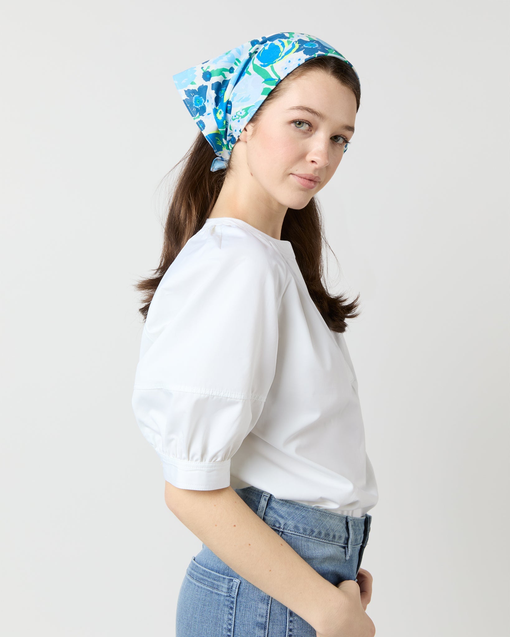 Anyway Scarf in Blue Mariana's Bouquet Liberty Fabric