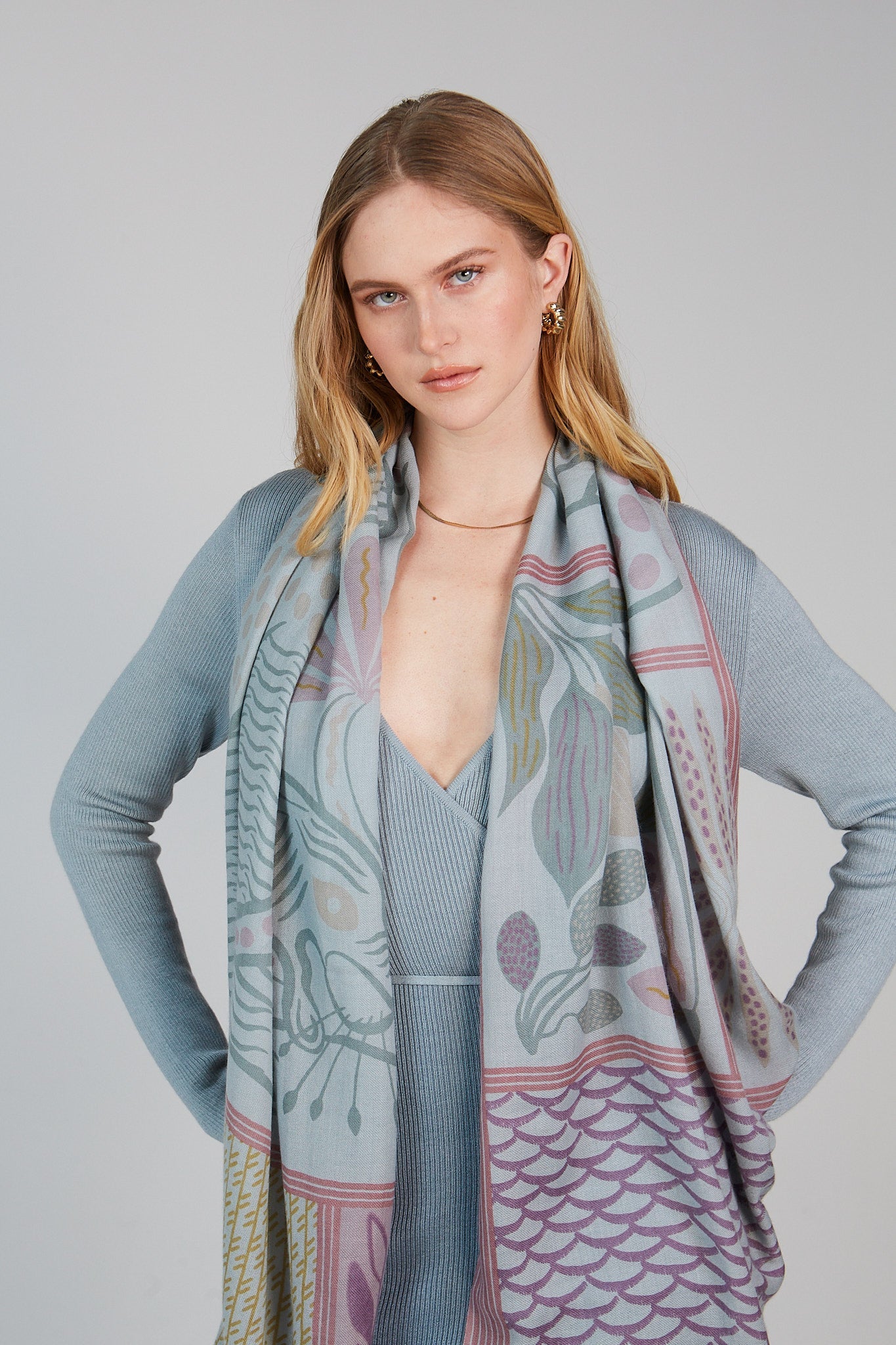Double Layered Stole Printed Scarf Ali