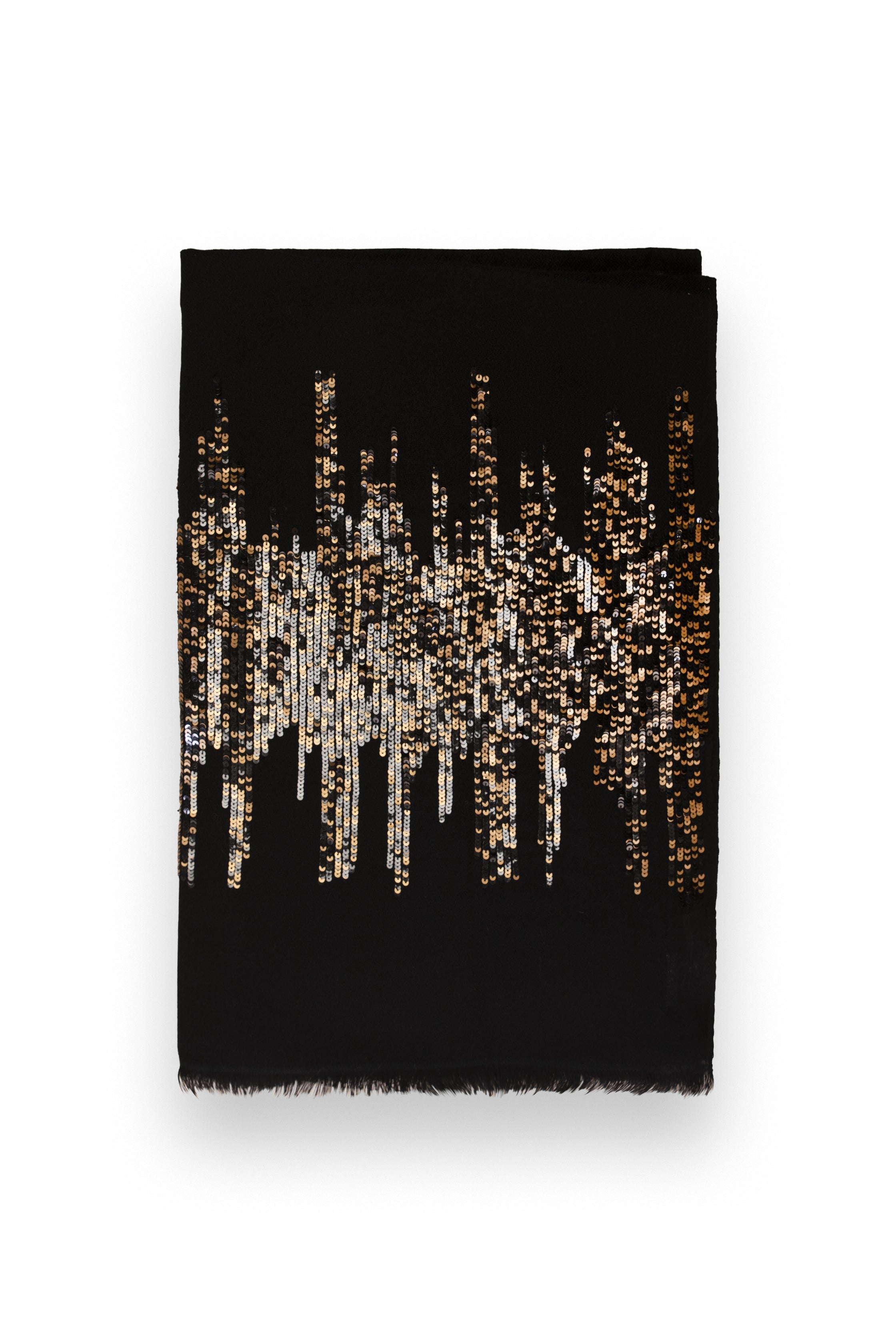 Black Embroidered Cashmere Scarf For Women