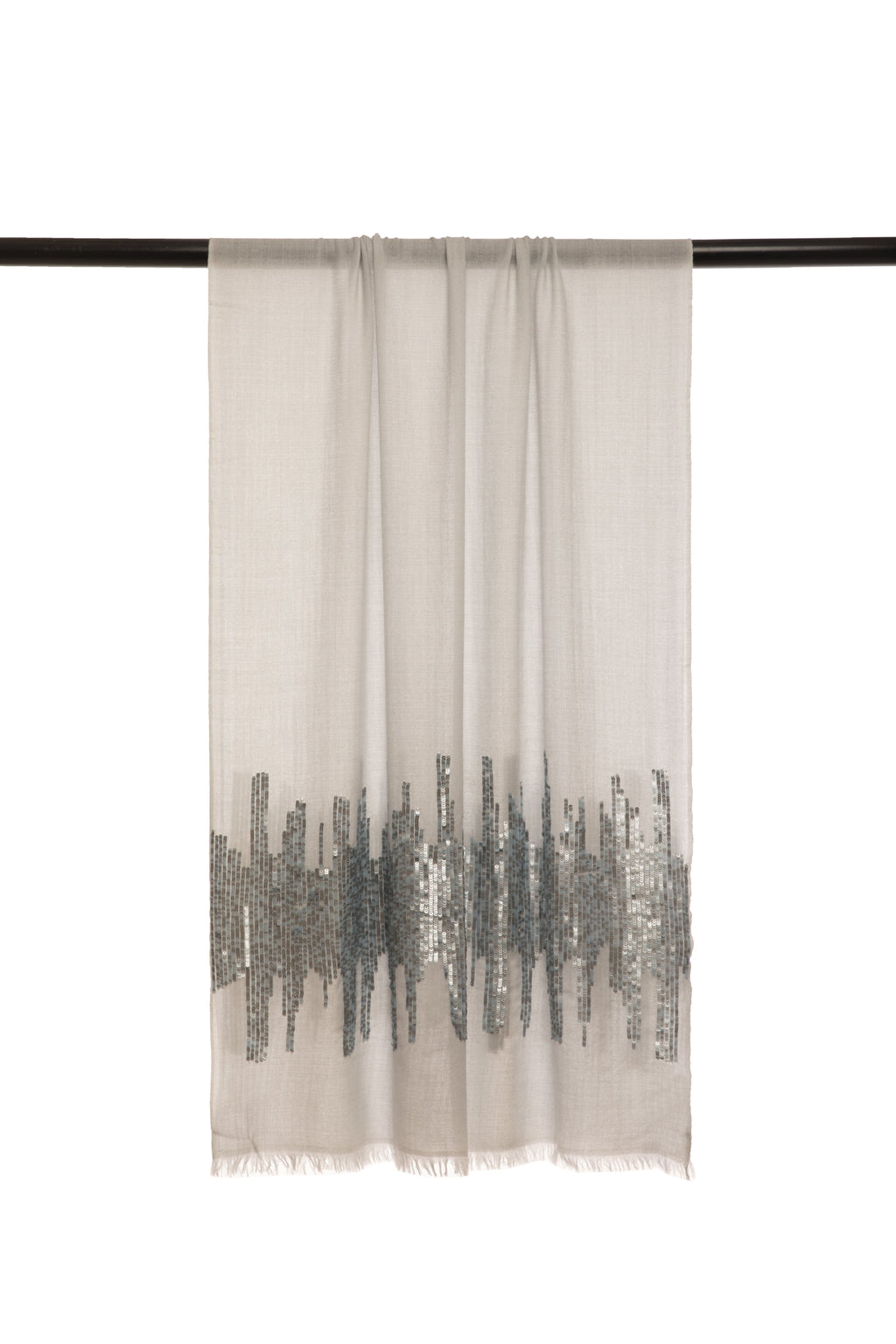 Black Embroidered Cashmere Scarf For Women