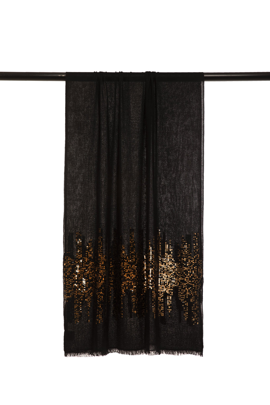 Black Embroidered Cashmere Scarf For Women