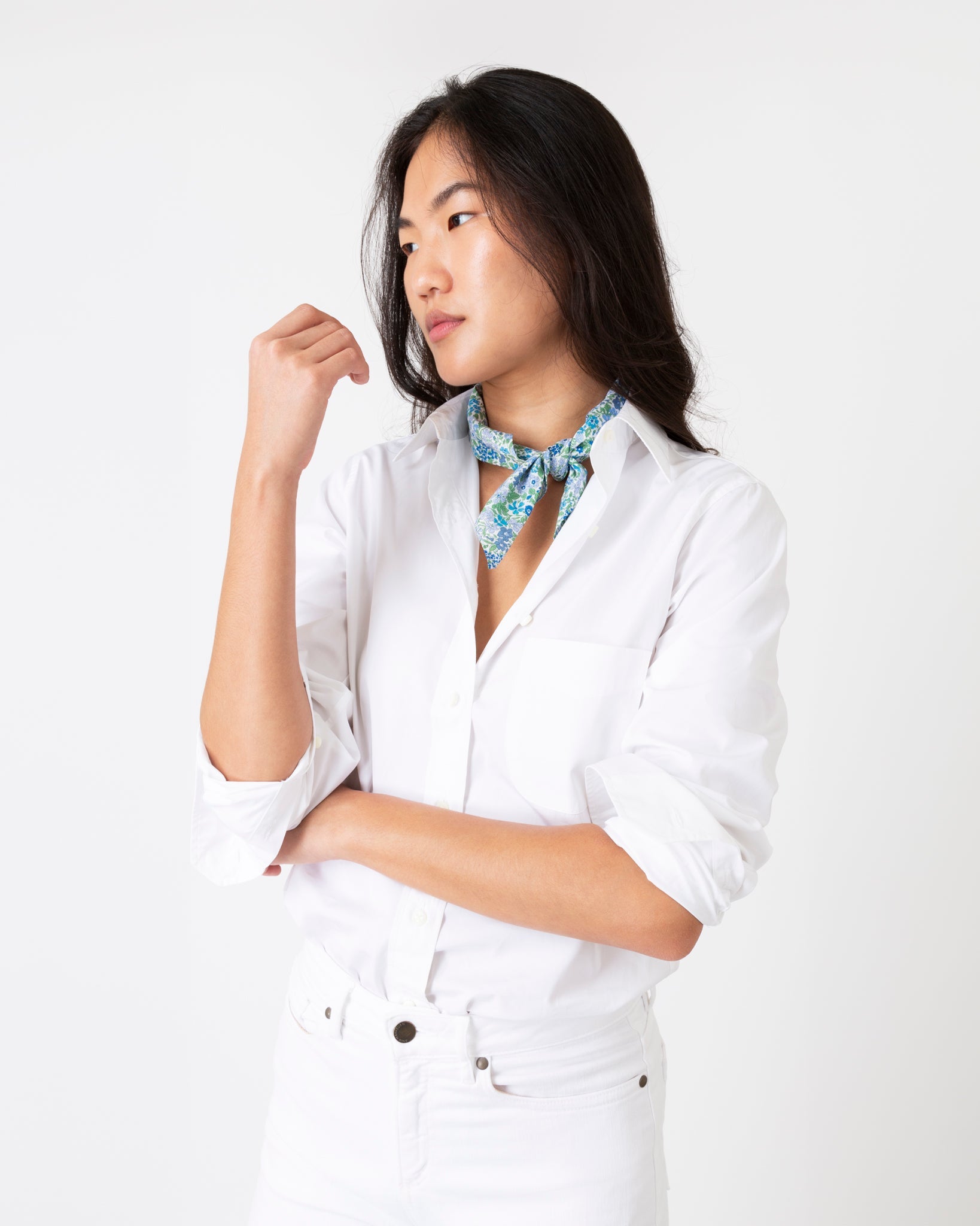 Anyway Scarf in Blue/Green Joanna Louise Liberty Fabric