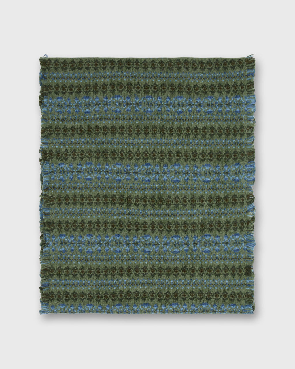 Fair Isle Scarf in Olive Multi Extra Fine Merino