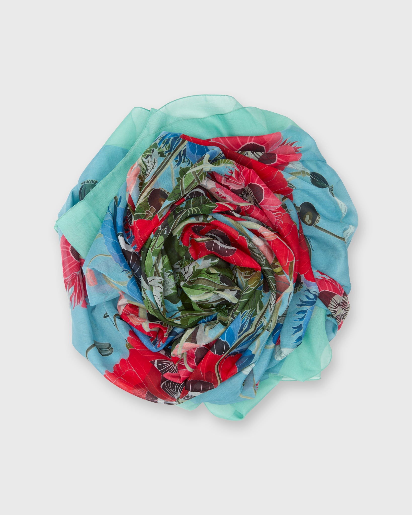 Cotton/Silk Scarf in Poppies