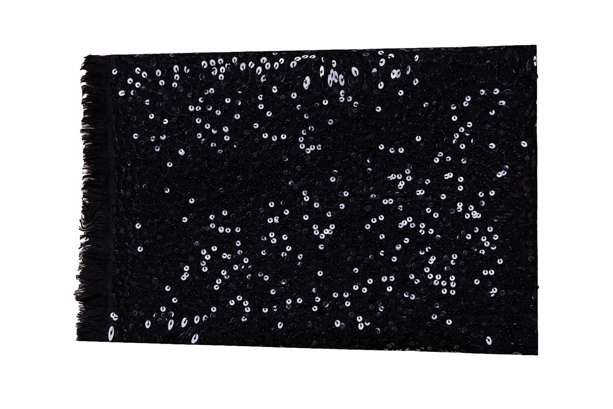 Black Scattered Sequins Embroidered Cashmere Scarf