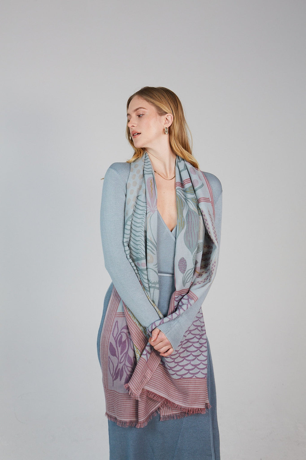 Double Layered Stole Printed Scarf Ali