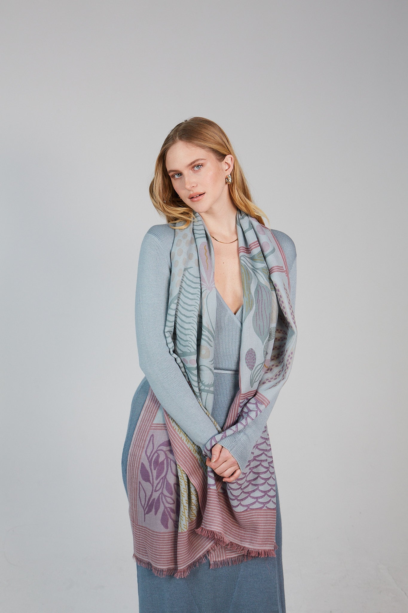 Double Layered Stole Printed Scarf Ali