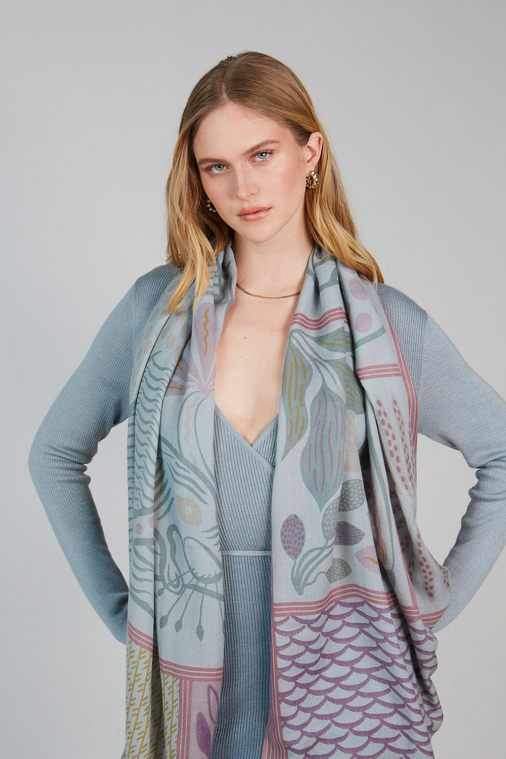 Double Layered Stole Printed Scarf Ali